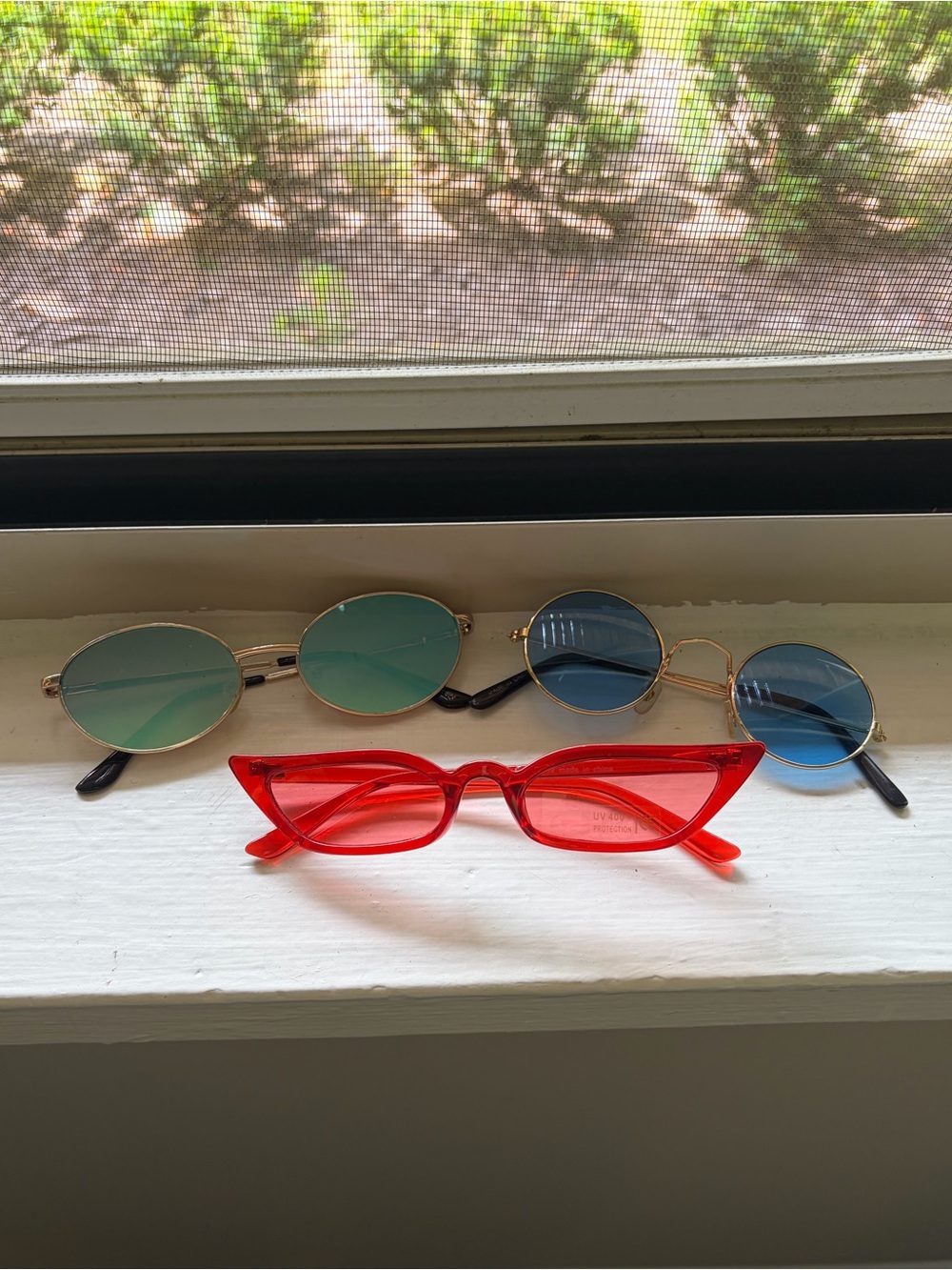 Retro Fashion Sunglasses Three Pack Bundle - Red Cat-Eye & Tinted Lenses